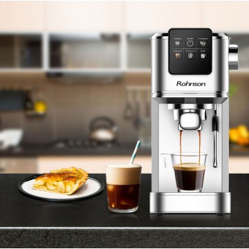 Rohnson R-98016 Αυτόματη Μηχανή Espresso 1350W Πίεσης 20bar για Cappuccino Ασημί